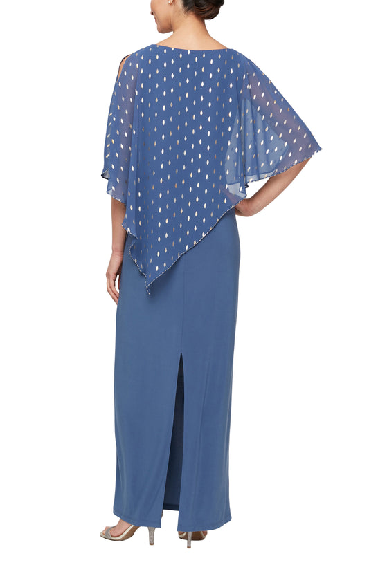 SL Fashion Foil Metallic Printed Popover Beaded at Hem Gown-1