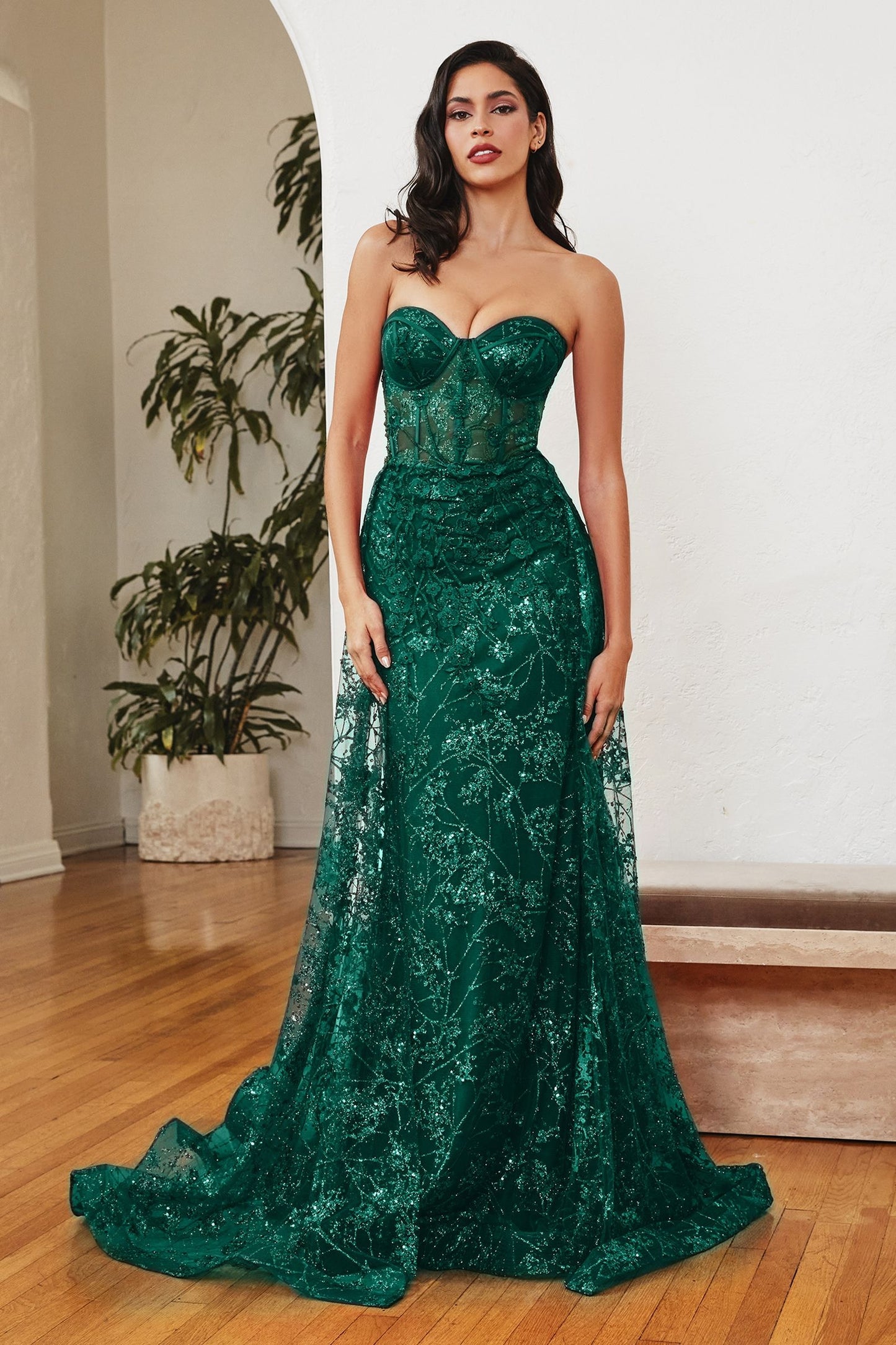 Glitter Fitted Gown And Overskirt-2