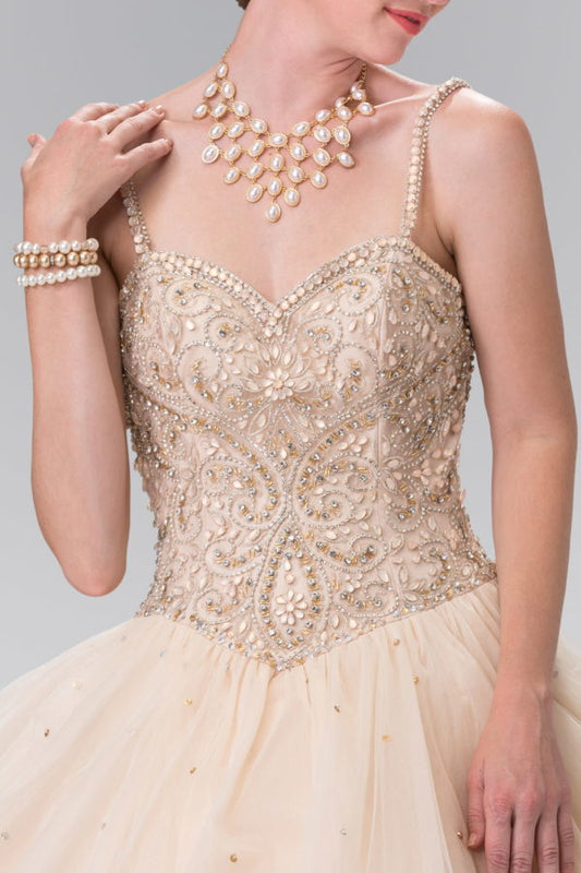 Sweetheart Neckline and Beaded Strap Quinceanera Dress (Bolero Not Included)-1