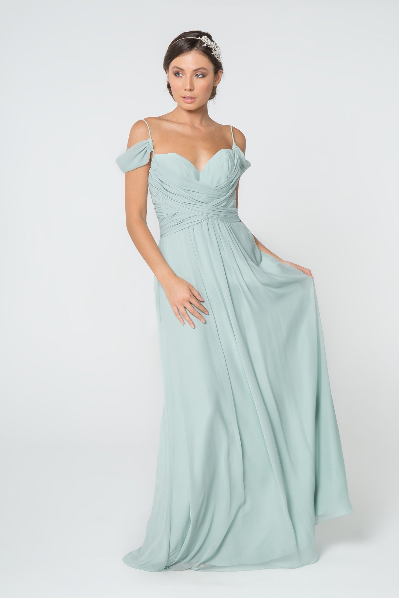 Chiffon Ruched Sweetheart Long Bridesmaid Dress GLGL2824-6