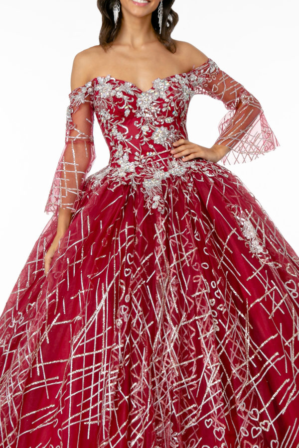 Sweetheart Neckline Glitter Mesh Quinceanera Dress-3