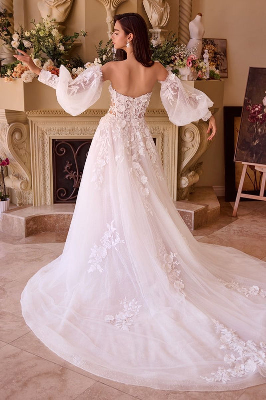 Lace Appliqued Wedding Ball Gown-1