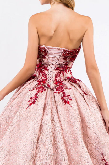 Beads Embellished Neckline Full Glitter Mesh Quinceanera Dress-2