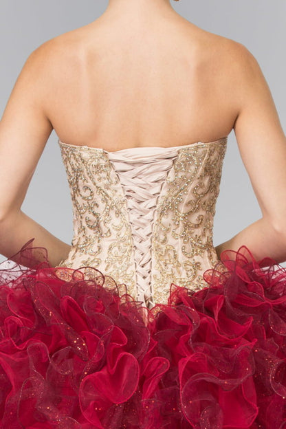 Beads Embellished Embroidery Tulle Ruffled Quinceanera Dress with Bolero-3