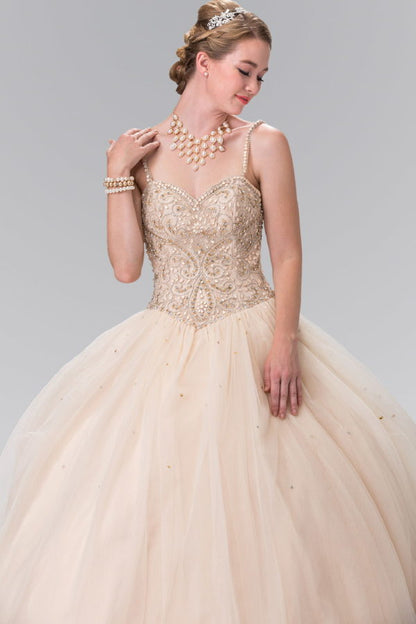 Sweetheart Neckline and Beaded Strap Quinceanera Dress (Bolero Not Included)-2