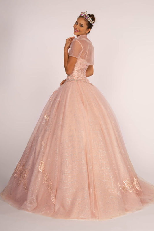 Jewel Embellished Bodice Glitter Mesh Quinceanera Dress-1