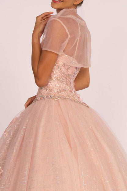Jewel Embellished Bodice Glitter Mesh Quinceanera Dress-3
