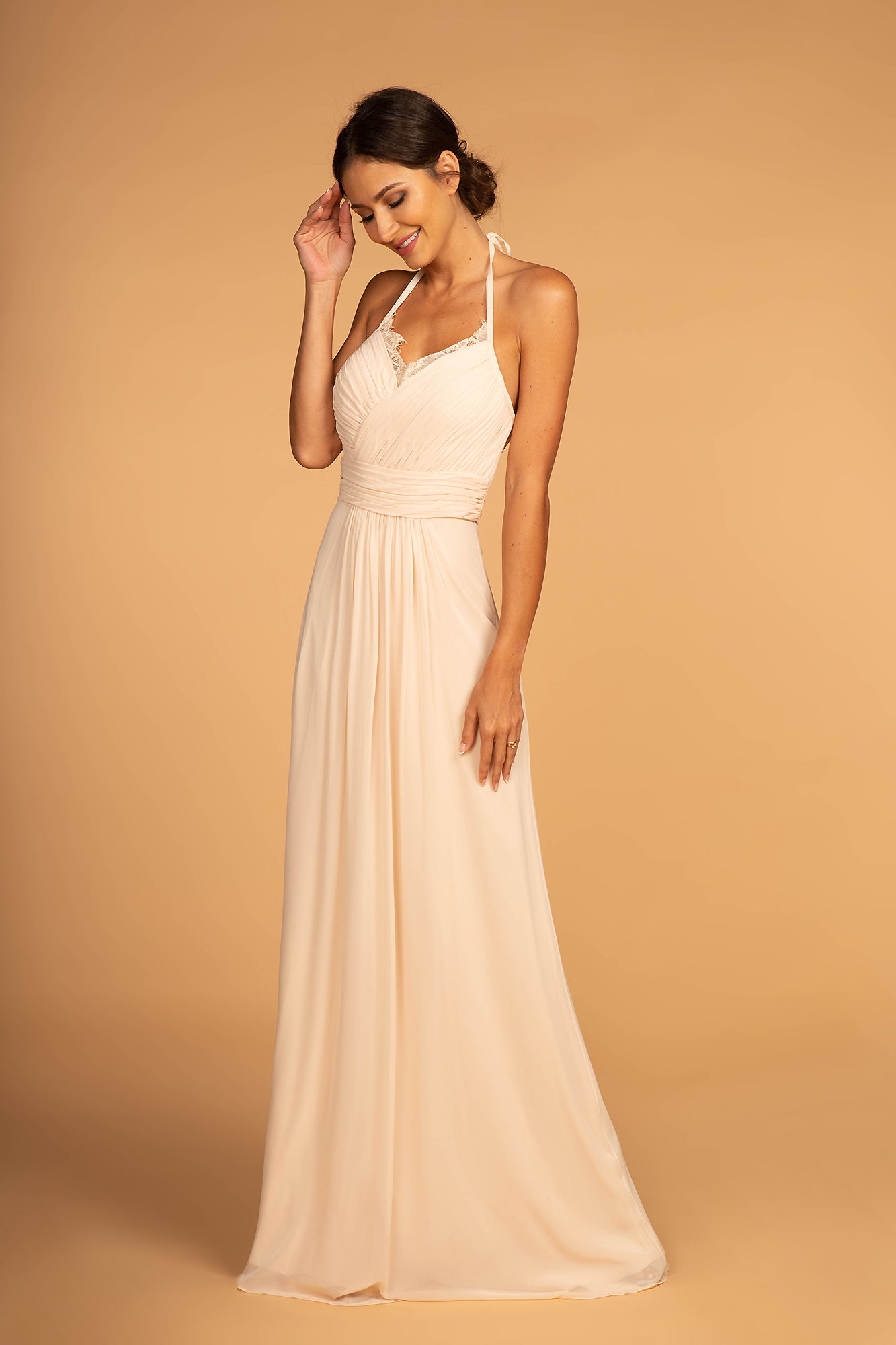 Halter Neck Chiffon Long Bridesmaid Dress GLGL2606-0
