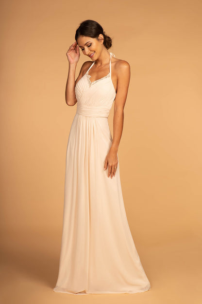 Halter Neck Chiffon Long Bridesmaid Dress GLGL2606-0