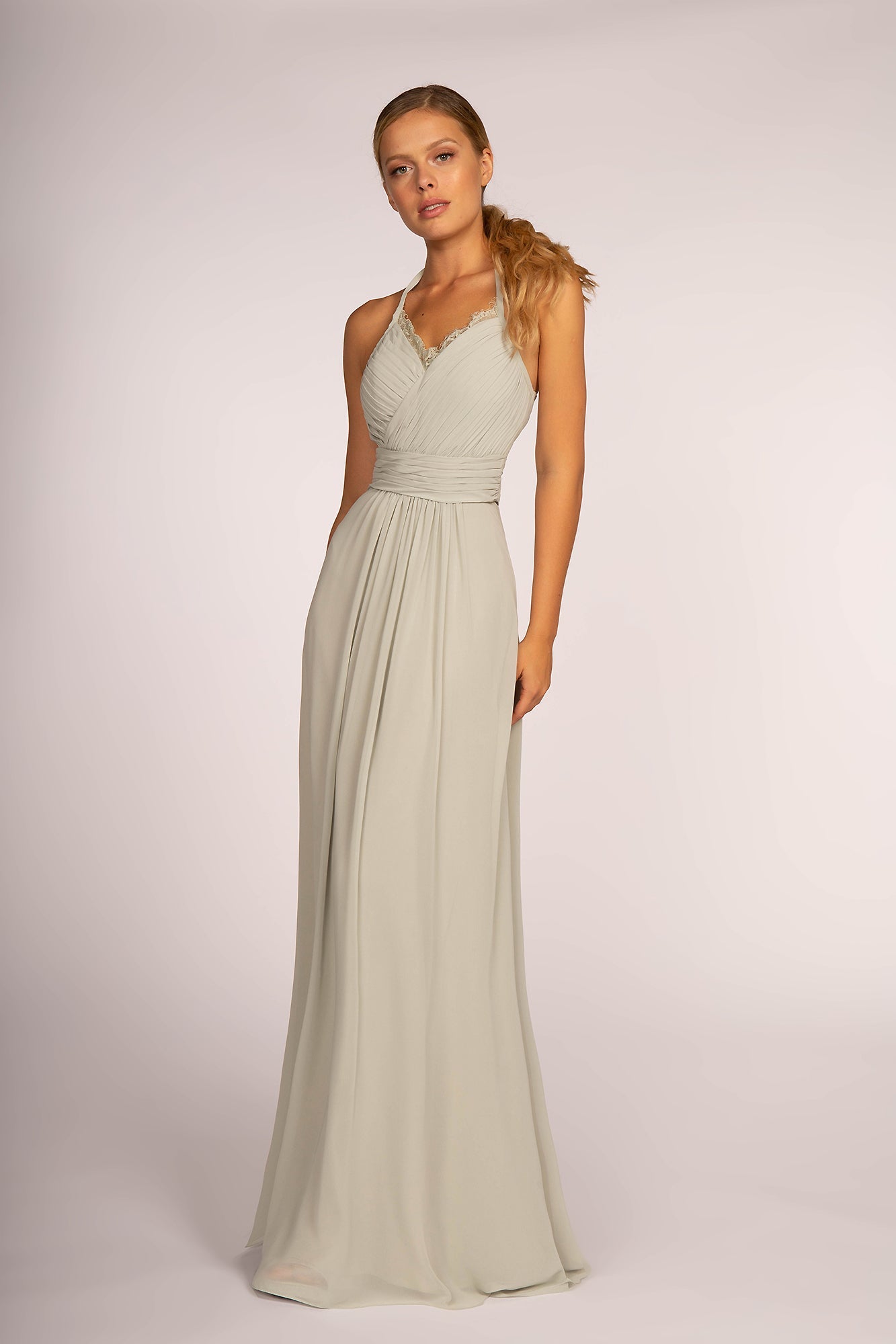Halter Neck Chiffon Long Bridesmaid Dress GLGL2606-5