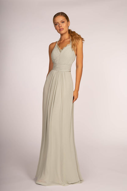 Halter Neck Chiffon Long Bridesmaid Dress GLGL2606-5