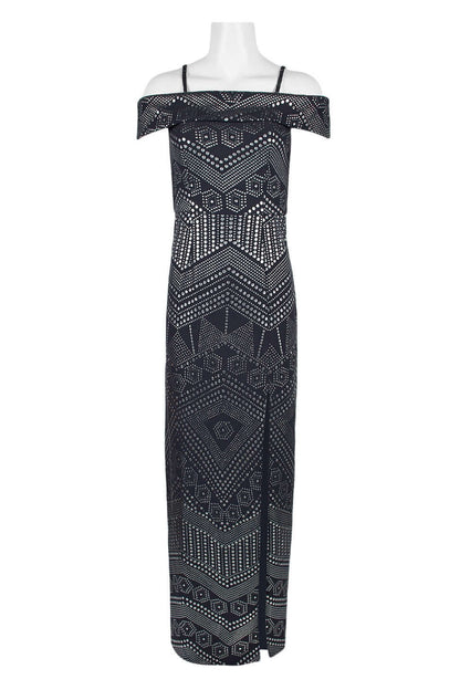 Laundry Spaghetti Strap Popover Slit Front Zipper Back Embellished Crepe Dress-2