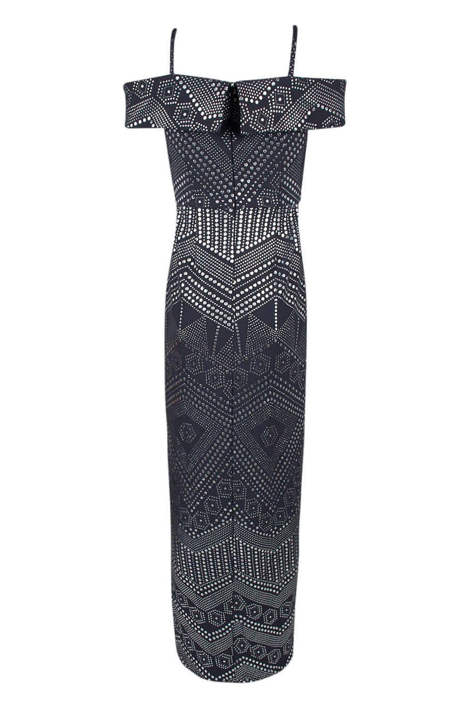 Laundry Spaghetti Strap Popover Slit Front Zipper Back Embellished Crepe Dress-3