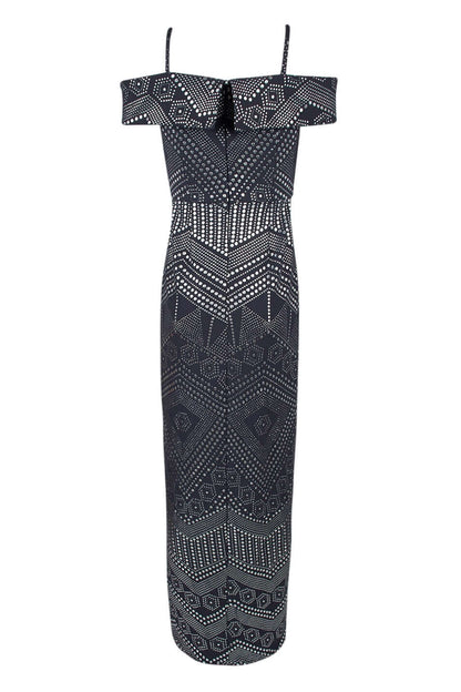 Laundry Spaghetti Strap Popover Slit Front Zipper Back Embellished Crepe Dress-3