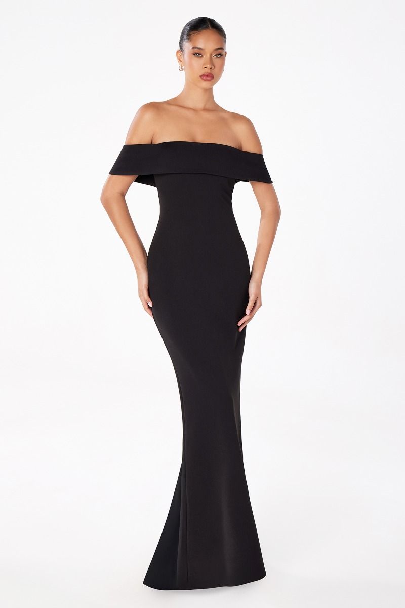 Mermaid dress with boat neck and zipper on the back-0