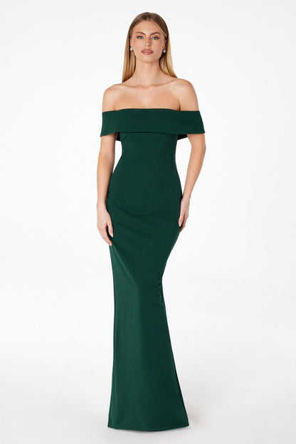 Mermaid dress with boat neck and zipper on the back-5