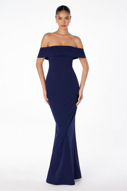 Mermaid dress with boat neck and zipper on the back-6